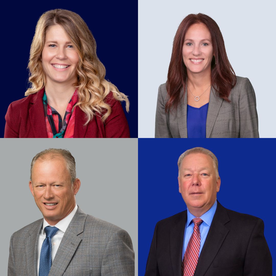Group photo of Morgan Financial loan officers Mary Cables, Shannon Edwards, Scott Dunn, and Rick Townsend, standing together and ready to assist homebuyers.