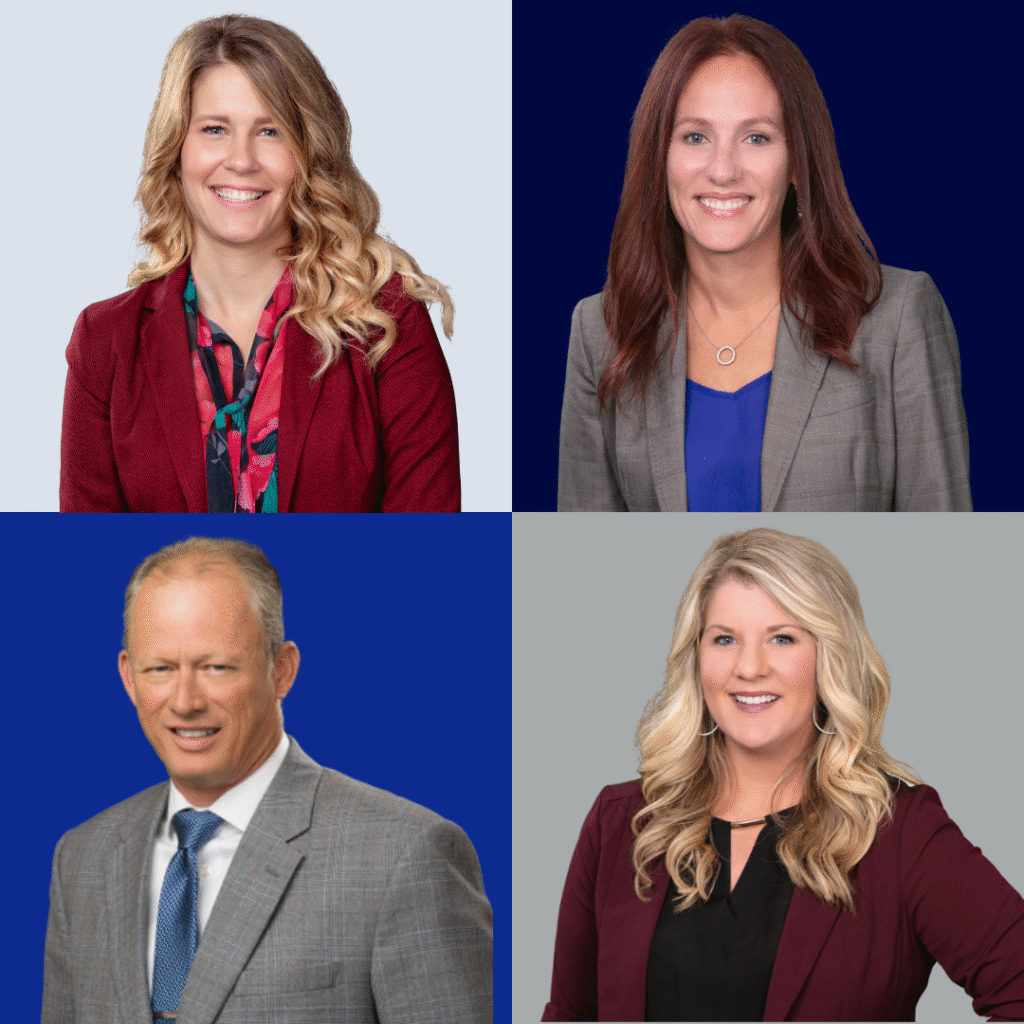 Group photo of four team members from Morgan Financial, including three loan officers and one business development representative.