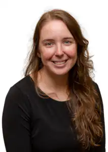 Professional headshot of Emma Stewart from Morgan Financial smiling in black attire