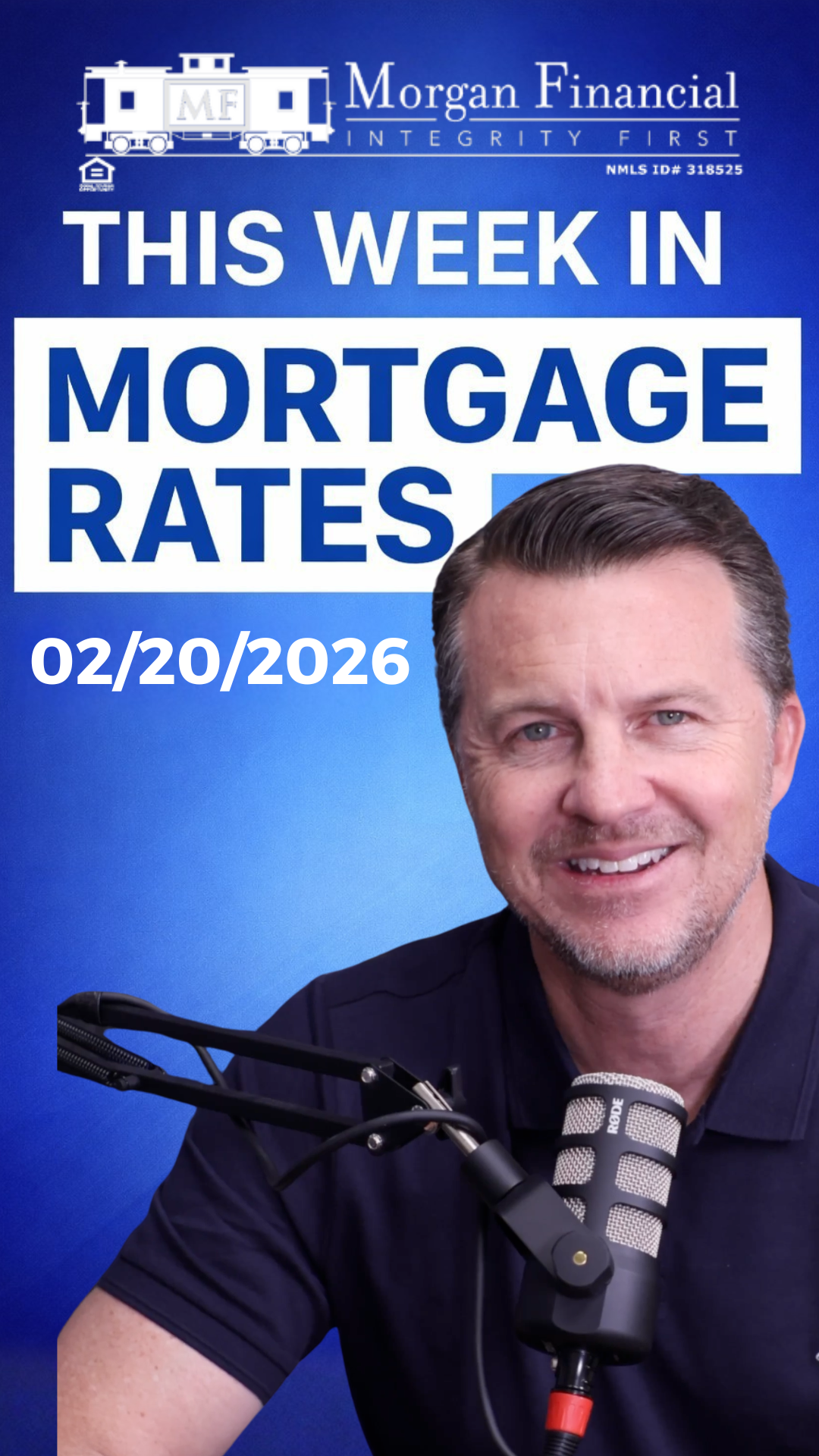 Morgan Financial This Week in Mortgage Rates February 20 2026 podcast host speaking into microphone