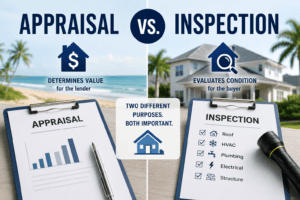 Appraisal vs inspection comparison showing market value for lender and home condition for buyer