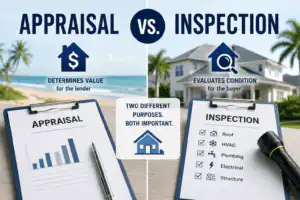 Appraisal vs inspection comparison showing market value for lender and home condition for buyer